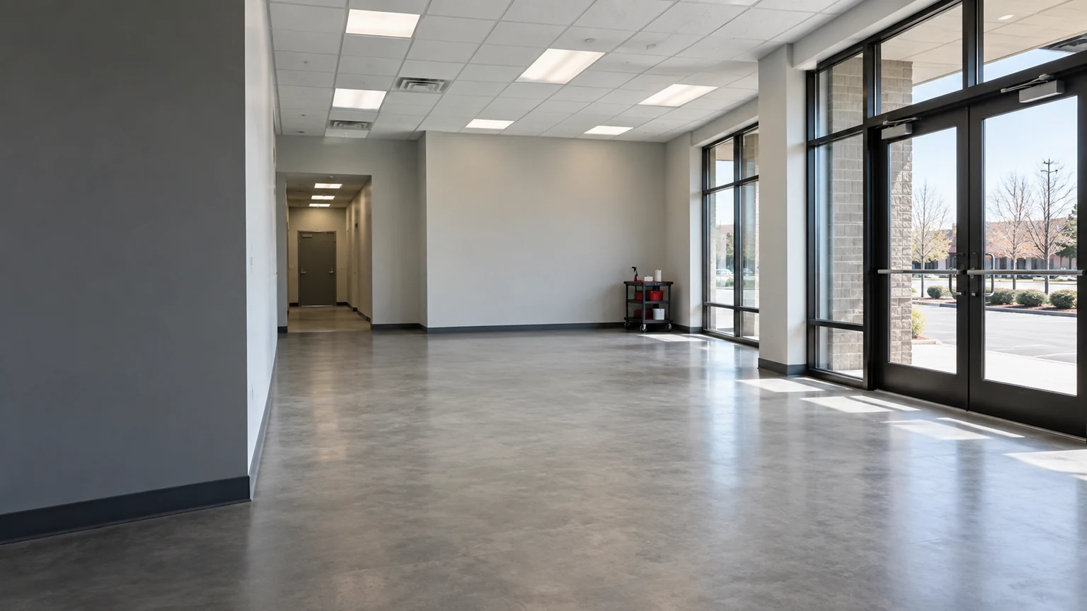 AI-generated representative scene of a finished commercial tenant space after painting and interior maintenance
